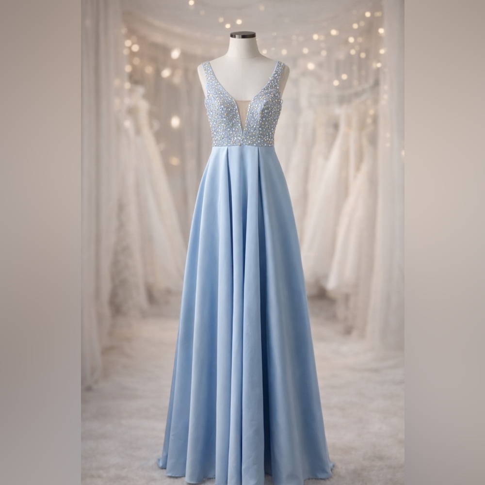 Beautiful Light Blue Beaded Gown – Store Sample (Size 7/8)